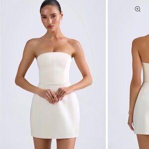 Oh Polly Structured Bandeau Tulip Dress Ivory NWT Size 8